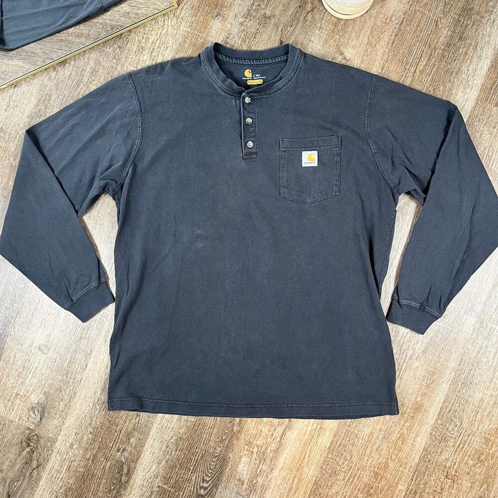 Carhartt Y2K Long Sleeve Faded Black Henley Shirt